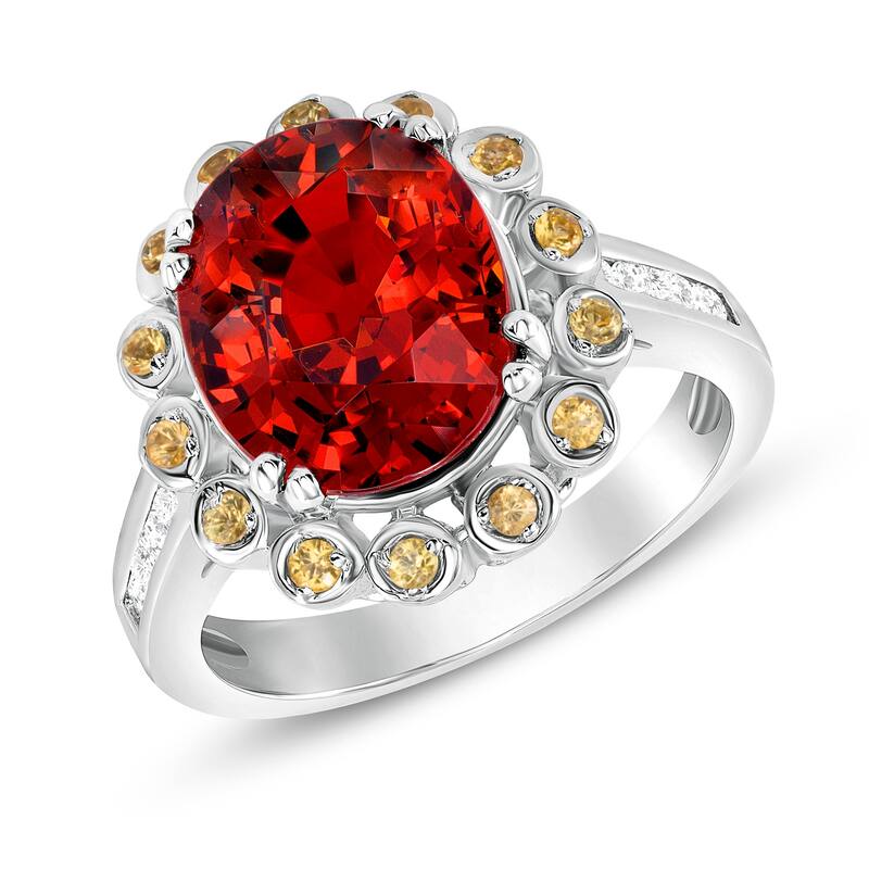 5.19 ct Spessartite Garnet and Diamond Ring in 14k White Gold