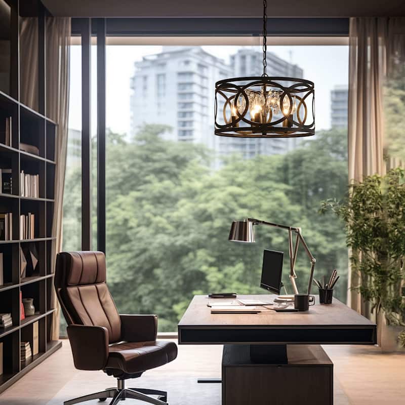 Aurelia 5-light Metal Cage Drum Pendant Chandelier
