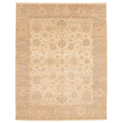 ECARPETGALLERY Hand-knotted Chobi Twisted Ivory Wool Rug - 8'0 x 10'1