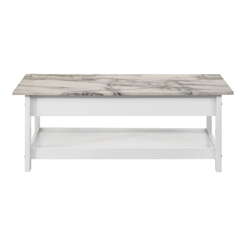DH BASIC Transitional Rubberwood 3-Piece Open-Shelf Coffee Table and End Table Set with Drawer by Denhour
