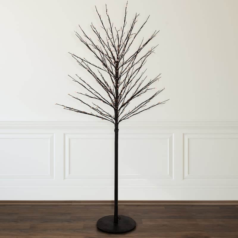5' Black LED Lighted Christmas Twig Tree - Warm White Lights