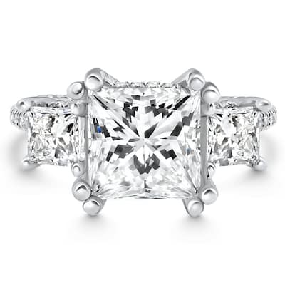 Certified 5.10Ct Princess Cut Diamond Engagement Ring White Gold Lab Grown