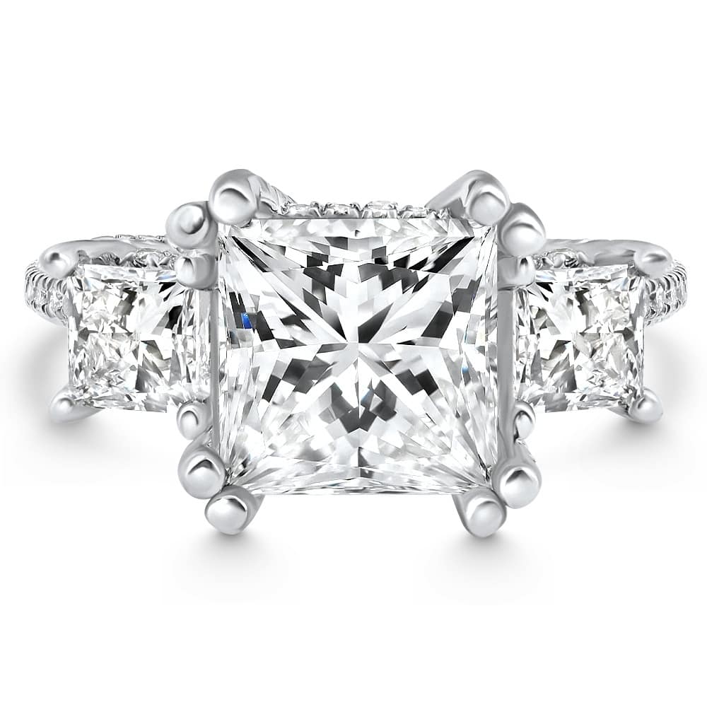 Bliss Diamond Certified 5.10Ct Princess Cut Diamond Engagement Ring White Gold Lab Grown