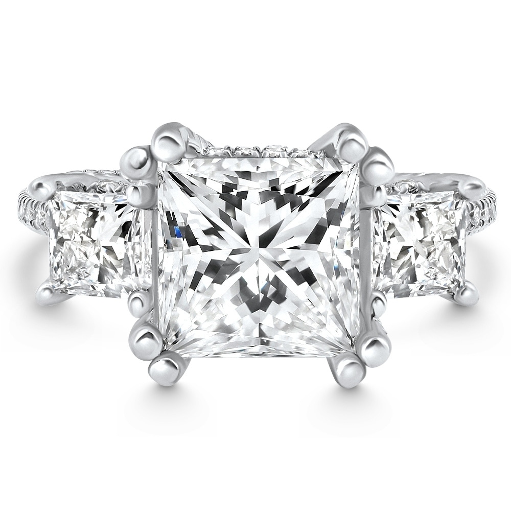 Bliss Diamond Certified 5.10Ct Princess Cut Diamond Engagement Ring White Gold Lab Grown