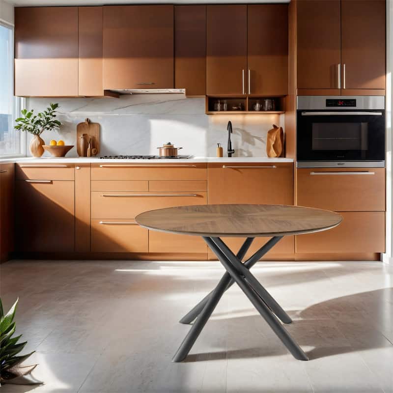 Round MDF Short Leisure Tea Table with Cross Legs Metal Base