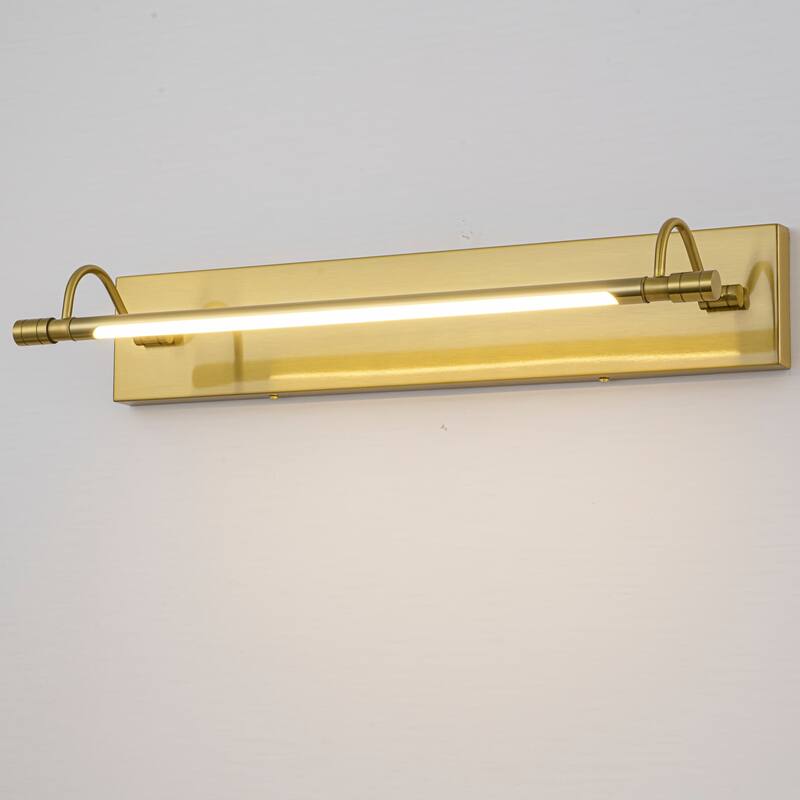 23.1" W Mid-Century Modern Gold Double Arm LED 3000K Barthroom Mirror/Picture Wall Light - 21.3 in. W x 4.3 in. H x 6.7 in. D - Gold - 21.3 in. W x 4.3 in. H x 6.7 in. D