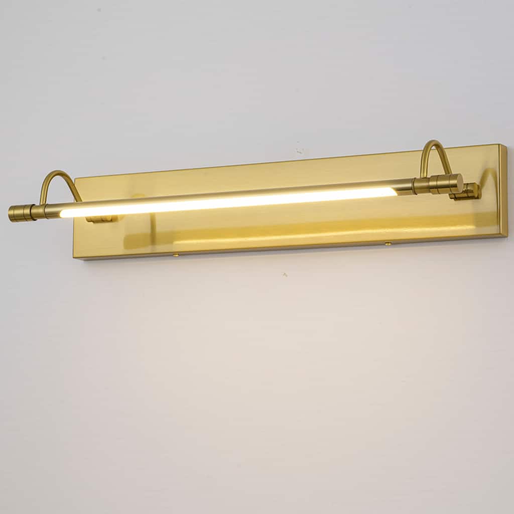 23.1" W Mid-Century Modern Gold Double Arm LED 3000K Barthroom Mirror/Picture Wall Light - 21.3 in. W x 4.3 in. H x 6.7 in. D