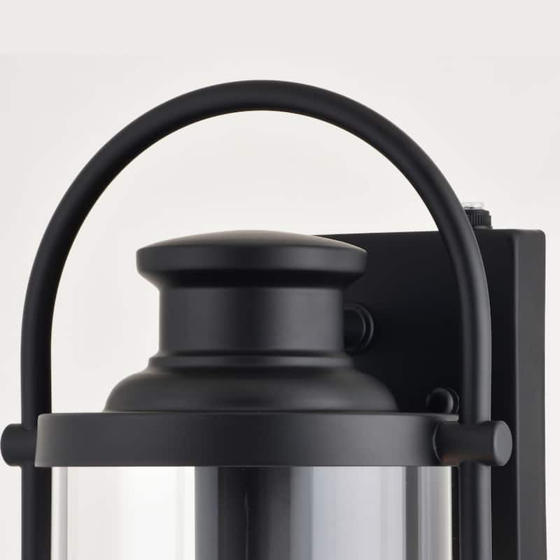 Winfield 1 Light Dusk to Dawn Matte Black Outdoor Wall Lantern Clear Cylinder Glass