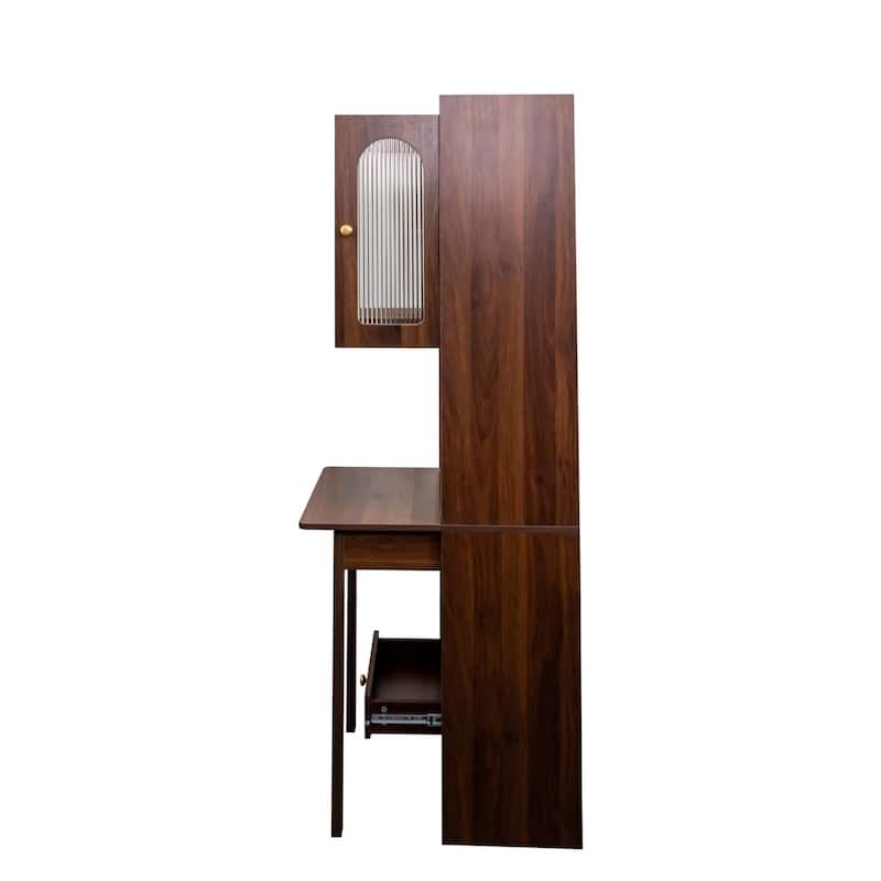 Fold-out Convertible Writing Table Study Desk with Cabinet and Drawer
