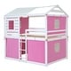 preview thumbnail 31 of 37, Full Size Solid Wood Kids Bed Bunk Wood House Bed with Tent