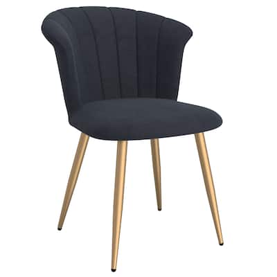 Set of 2 Modern Velvet & Metal Side Chair - N/A