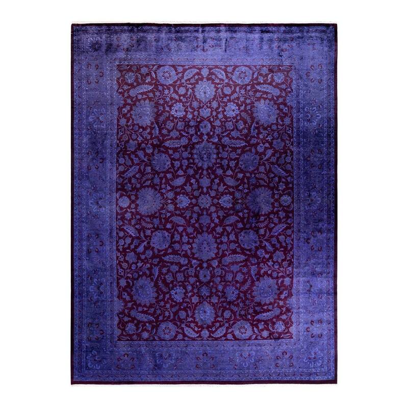 Overton Hand Knotted Wool Vintage Inspired Modern Contemporary Overdyed Purple Area Rug - 9' 2" x 12' 6"