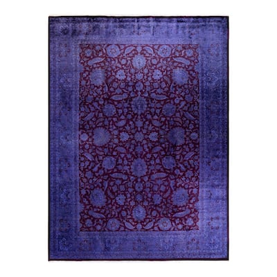 Overton Hand Knotted Wool Vintage Inspired Modern Contemporary Overdyed Purple Area Rug - 9' 2" x 12' 6"