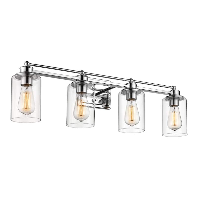 Bathroom Vanity Light,Wall Sconce Lamp Over Mirror with Clear Glass Shade - 4-Light - Chrome