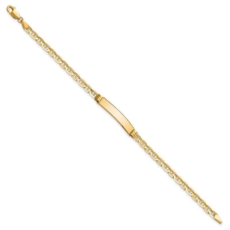 Curata 10k Yellow Gold Engravable 5.1mm Mariner Anchor Link ID Bracelet