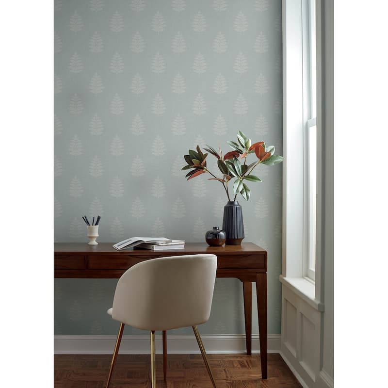 Chesapeake Frond Light Blue Leaf Wallpaper