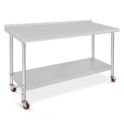 60" x 24" Stainless Steel Work Table with Under Shelf