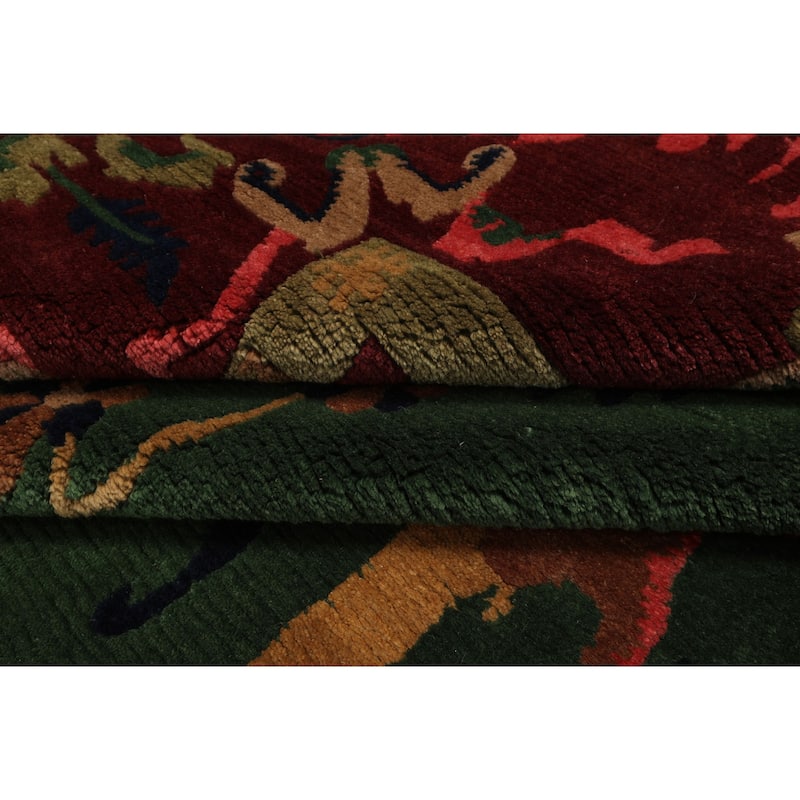 8x10 Hand Knotted Wool Green Tibetan Plush Pile Tufenkian Area Rug - 8' x 10'