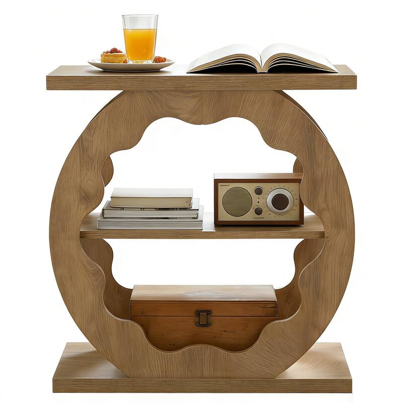 3 Tier End Side Table for Living Room, Bedroom, Elegant Curved Structure