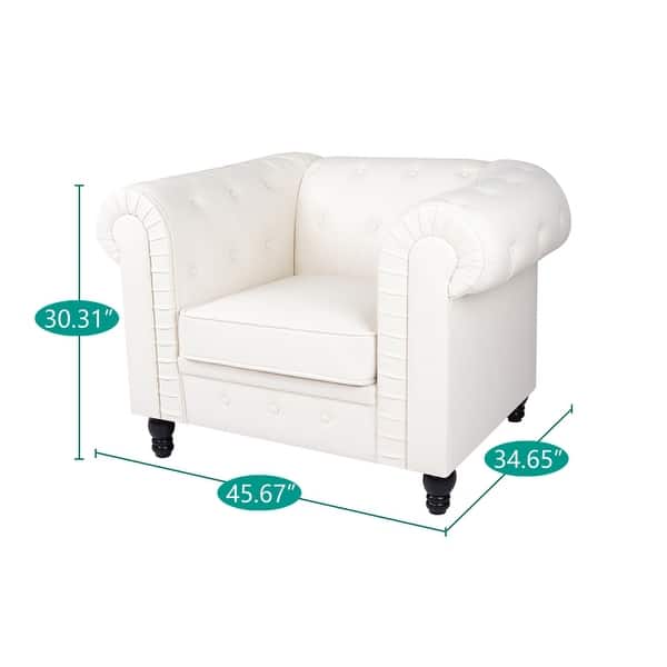 dimension image slide 1 of 6, Everett Chesterfield 3-Piece Sectional Sofa Set - Rolled Arms & Button Tufted Cushions (Available in Multiple Variations)