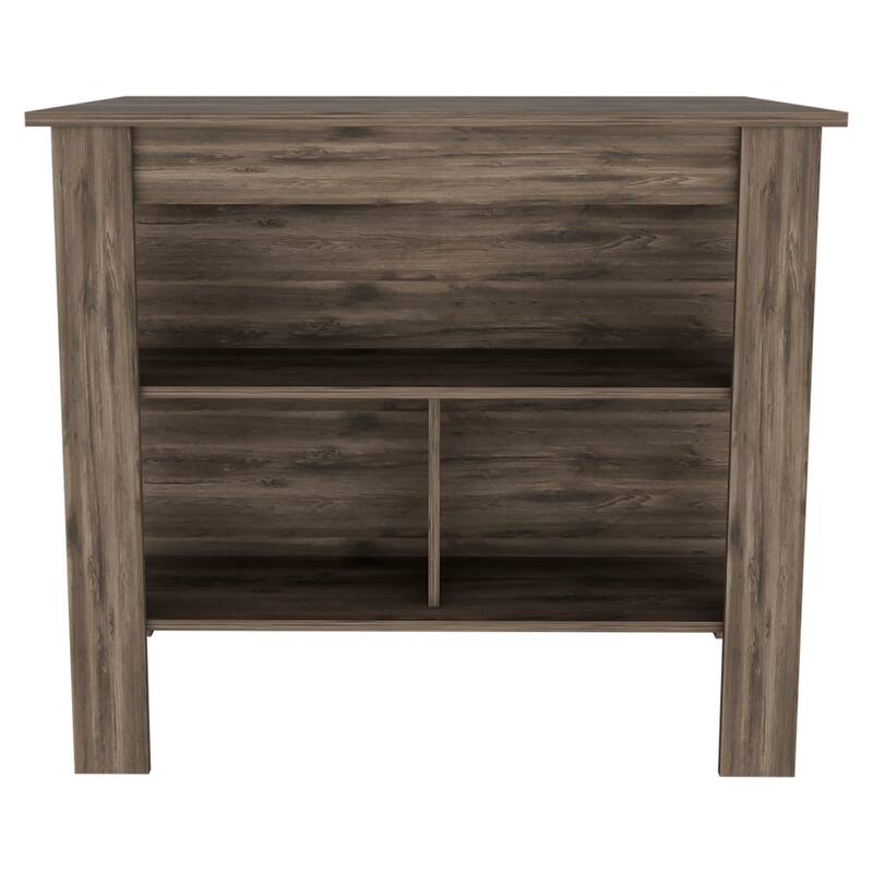Brooklyn Kitchen Island, Three Concealed Shelves - Brown