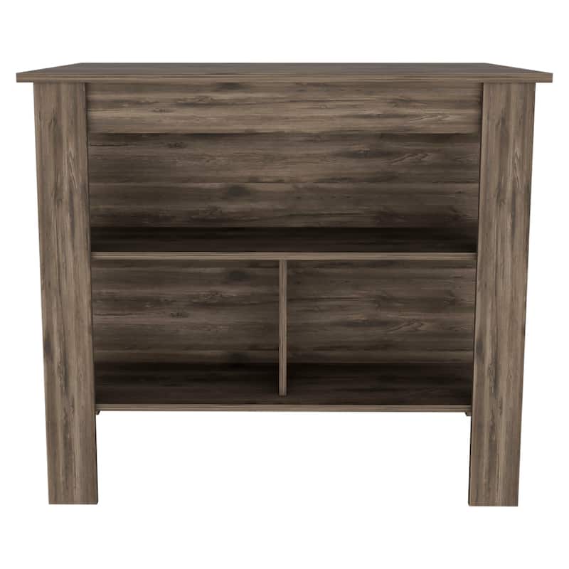 Dark Brown 3-Shelf Kitchen Island