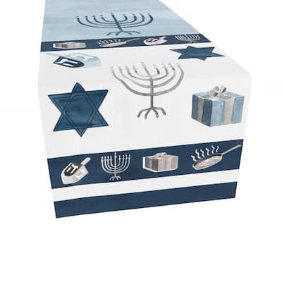 Happy Hanukkah Table Runner 13 x 72 - 13" x 72"