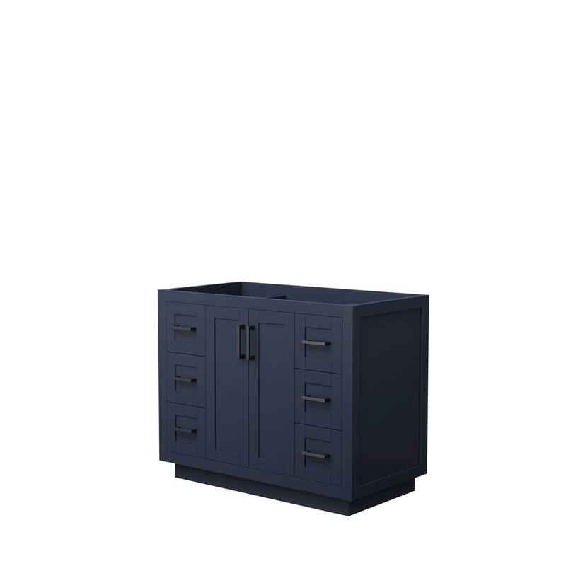 Miranda Single Bathroom Vanity Cabinet, No Mirror - 42-Inch Single - Dark Blue, Matte Black Trim, No Top