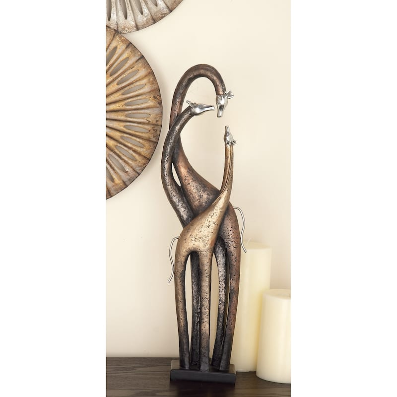 Polystone Giraffe Sculpture - Brass - Roche River Decor - 3"W x 5"L x 22"H