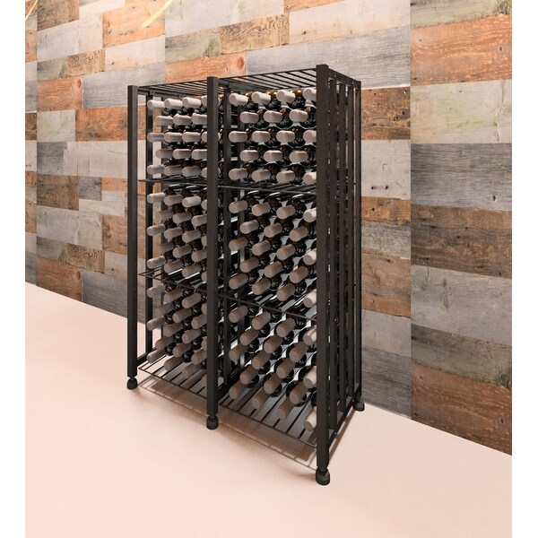 VintageView CC-BIN-S2-K Case and Crate 96 Bottle Capacity 3-1/2 Foot Tall Free Standing Wine Bin - Satin Black