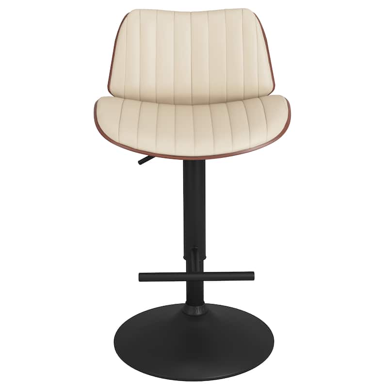 WYNDENHALL Stapleton Mid Century Modern Adjustable Swivel Bar Stool in Cream Vegan Faux Leather - 20" D x 19.7" W x 35" - 43" H