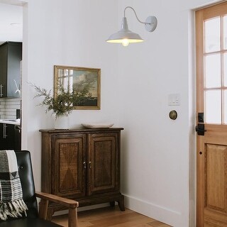 Industrial white Gooseneck wall sconce indoor hardwired wall light ...