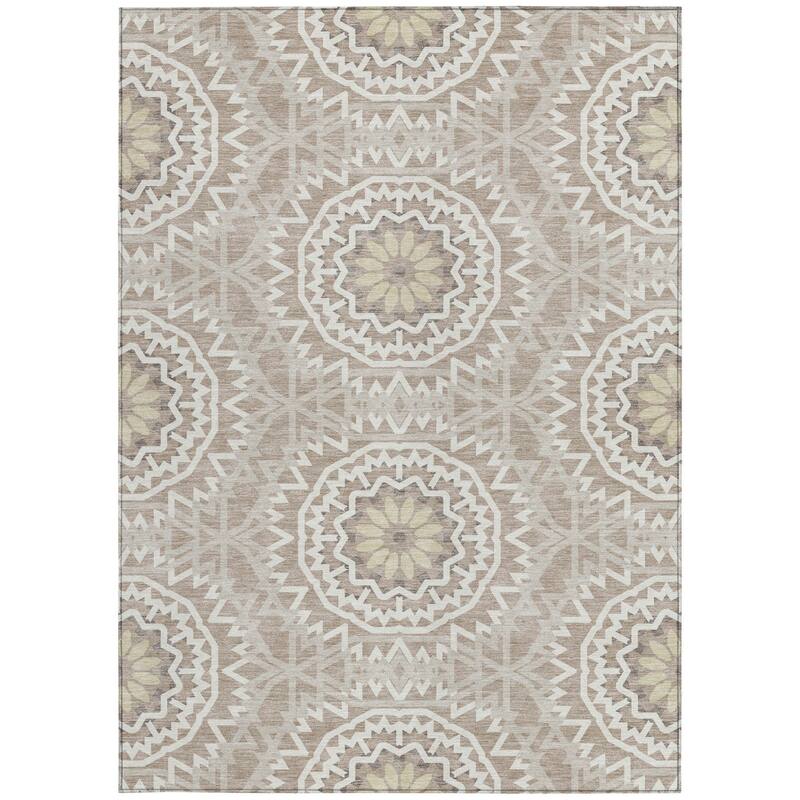 HomeRoots Floral Medallion Transitional Rectangle Outdoor Rug