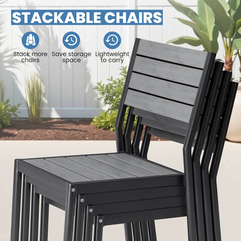 11-piece Outdoor Patio Aluminum Rectangle Dining Set with Umbrella Hole