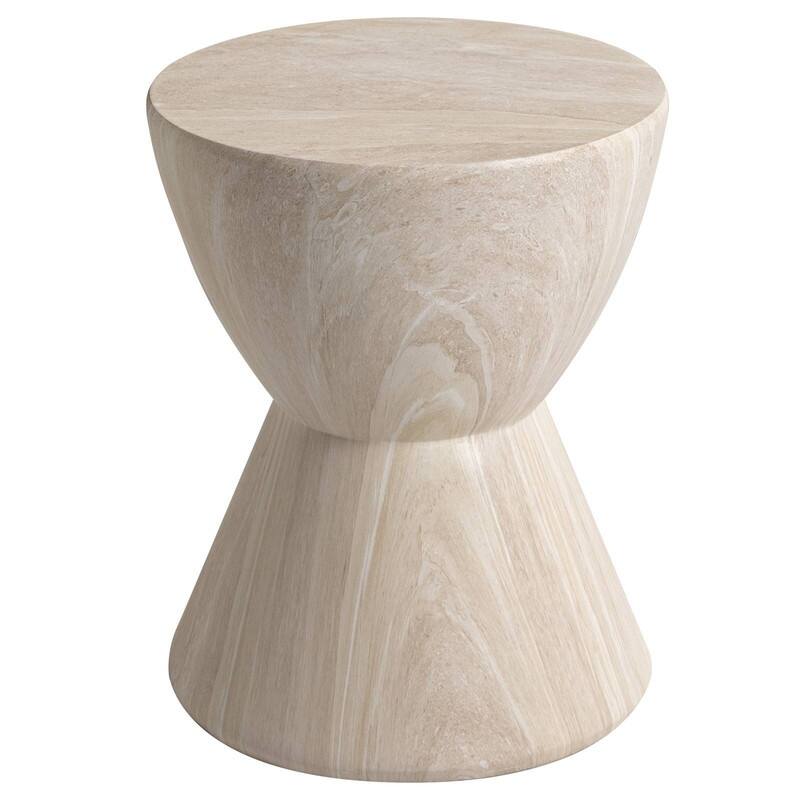 Loft 14-Inch Modern Round Accent Fiberstone Side Table for Indoor Outdoor Patio, Living Room, or Home Office - Stone Marble