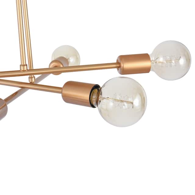 6 - Light Modern Metal 23.62'' Sputnik Sphere Semi Flush Mount Ceiling Light - N/A