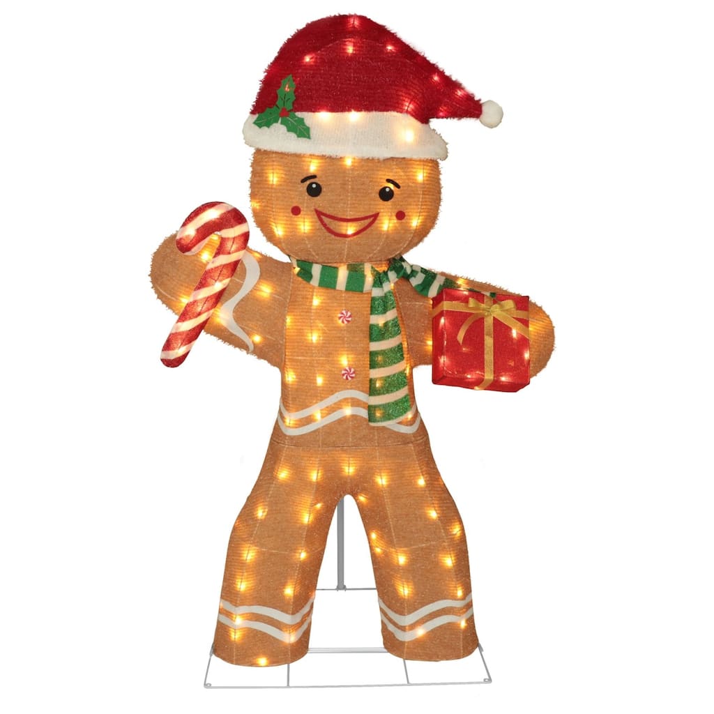 VEIKOUS 5 ft. Gingerbread Man Stake Christmas Holiday Decoration with Warm White LED