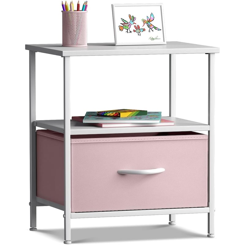 Nightstand 1-Drawer Shelf Storage - Bedside Furniture End Table Chest