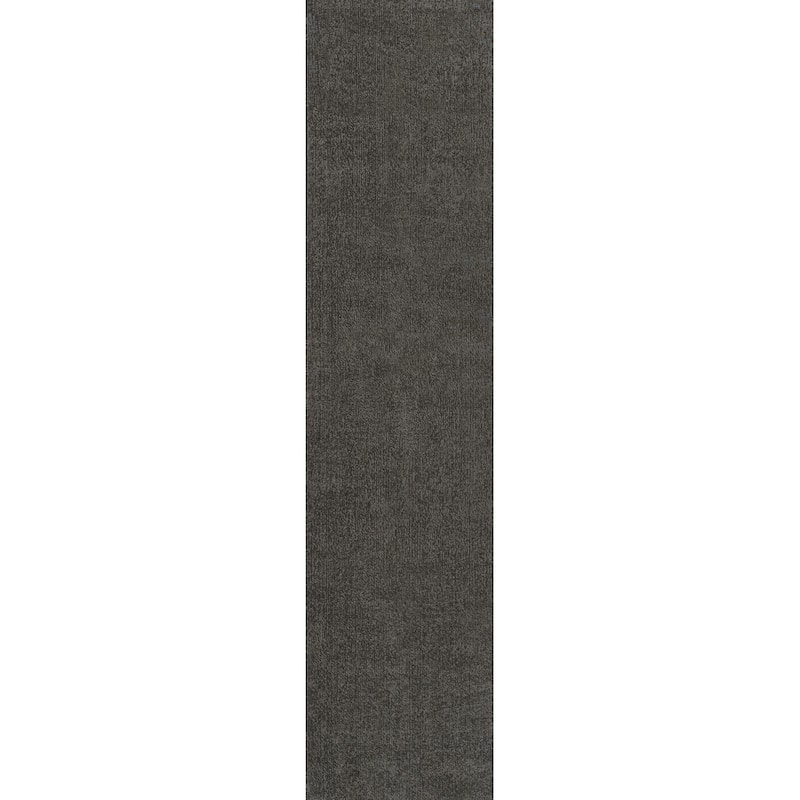 JONATHAN Y Fawning Classic Solid Low-Pile Machine-Washable Terra Area Rug - 2 X 8 - Dark Gray