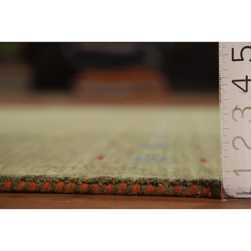Hand Knotted Oriental 100% Wool Carpet Tribal Tribal Green Gabbeh Area Rug - 7' 8'' X 5' 1''