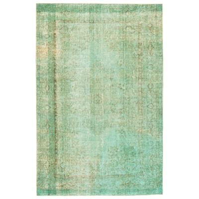 ECARPETGALLERY Hand-knotted Color Transition Light Green Wool Rug - 5'11 x 9'1