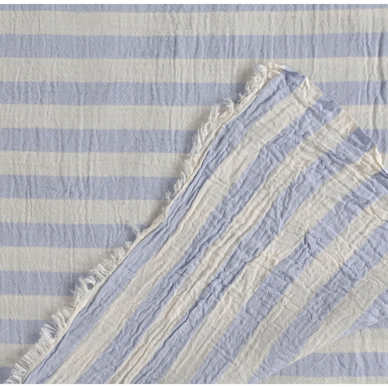 KAFTHAN Textile Muslin White with Stripes Striped Cotton Full Coverlet