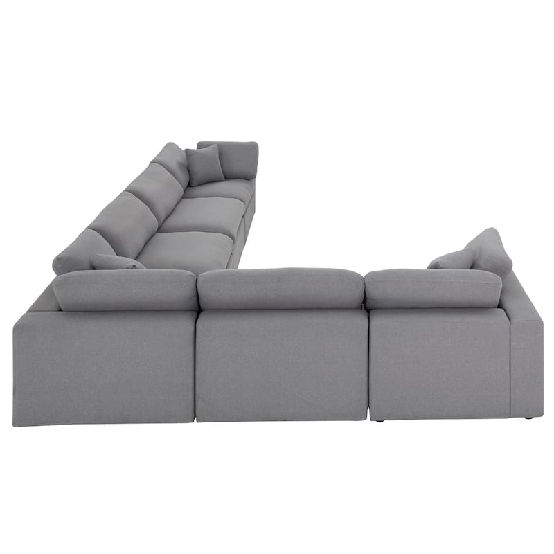 Anka Grey Linen Down Filled Cushioned 6-Seat Sectional Sofa by iNSPIRE Q Modern