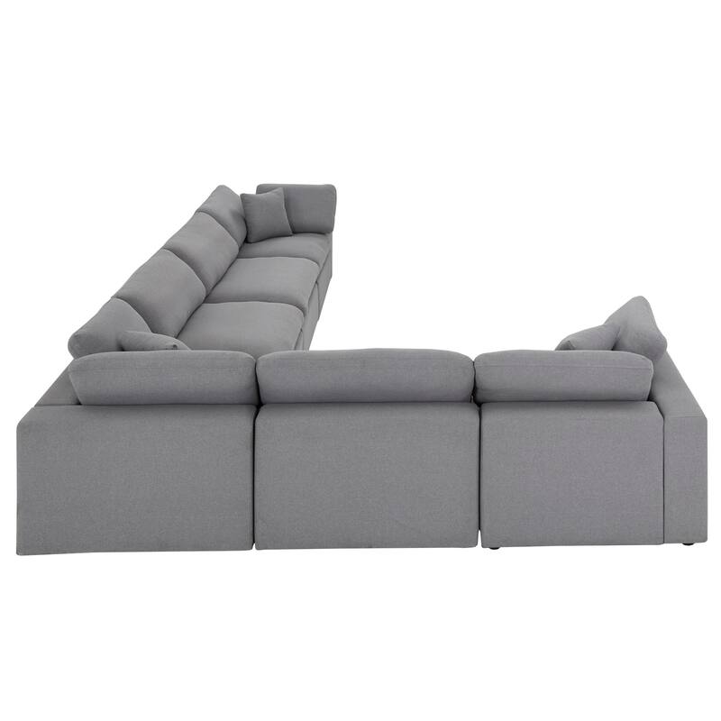 Anka Grey Linen Down Filled Cushioned 6-Seat Sectional Sofa by iNSPIRE Q Modern