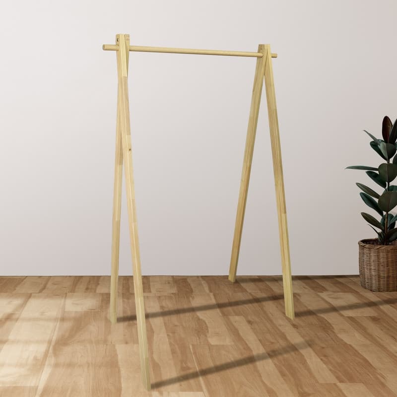 100% Solid Wood Collapsible Aesthetic Clothing Garment Rack - No Tool Assembly - 38"W x 18"D x 60"H