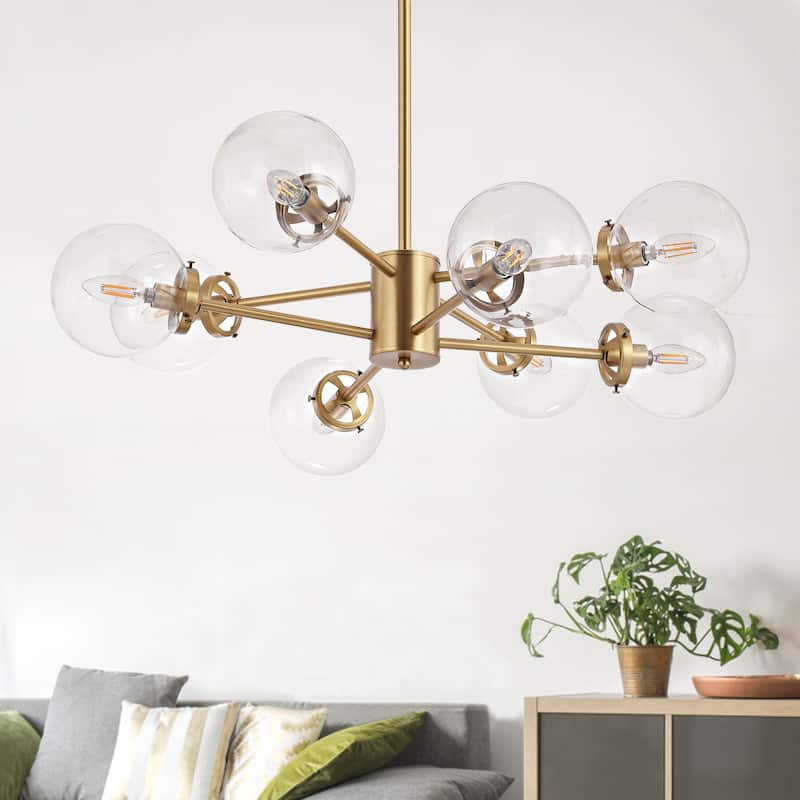 GetLedel 8-Light Dimmable Sputnik Chandelier with Glass Globe Shades