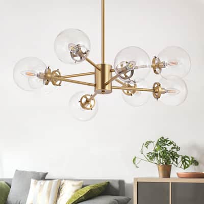 GetLedel 8-Light Dimmable Sputnik Chandelier with Glass Globe Shades