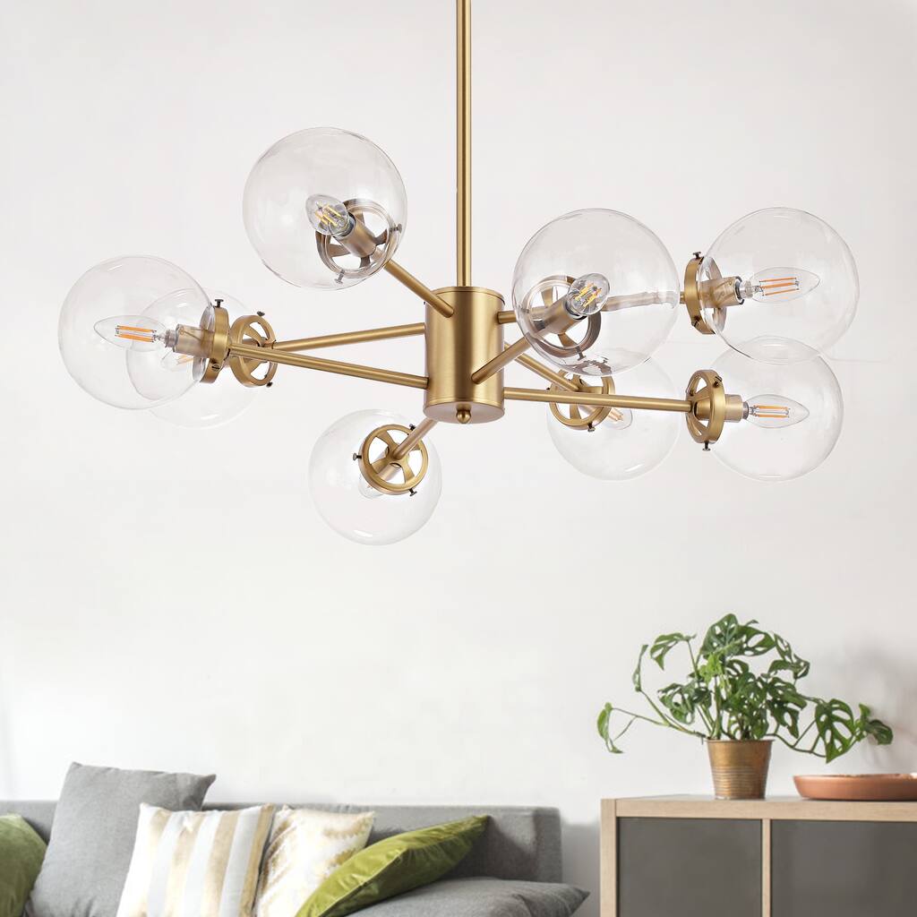 GetLedel 8-Light Dimmable Sputnik Chandelier with Glass Globe Shades