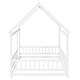 preview thumbnail 123 of 127, Wood Toddler House Bed with Roof Frame and Safety Guardrails Montessori Floor Bed without Slats No Door Houseshaped Platform Bed