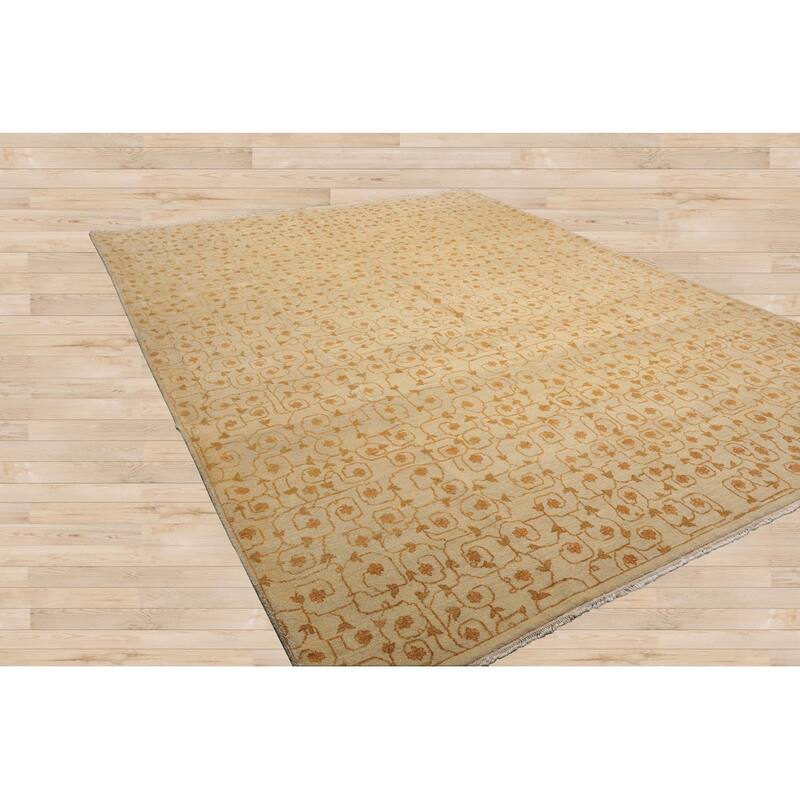 Hand Knotted Michaelian & Kohlberg Beige Tibetan Wool Modern Area Rug - 8' 2'' x 10' 4''